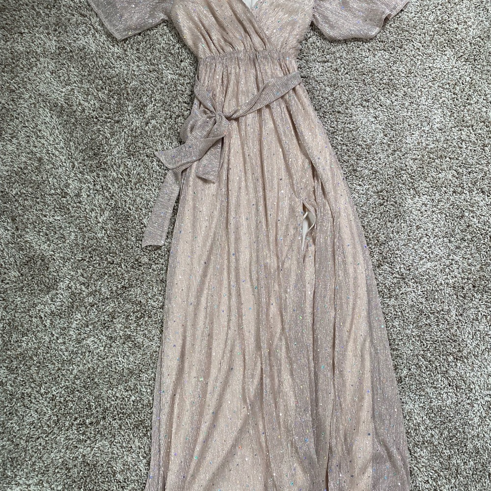 Elegant Women's Dress in Shimmering Beige